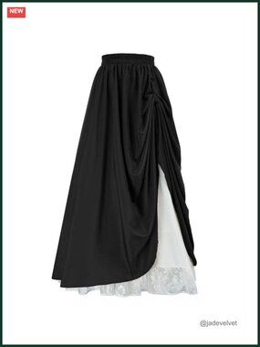 Renaissance Maxi Skirt Double Layered Flowy A-Line Victorian Skirt